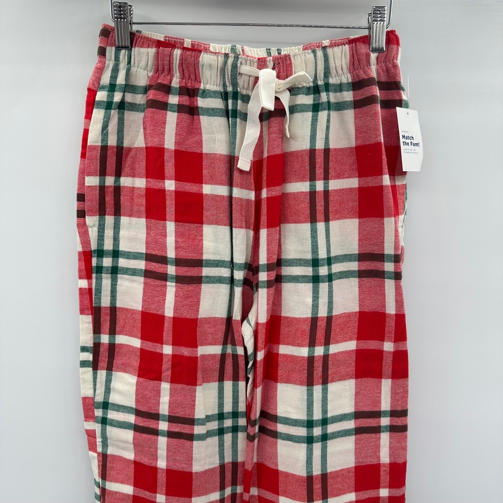 Old Navy Womens Small S Red Green Plaid Flannel Jogger Pajama Pants NWT Holiday
